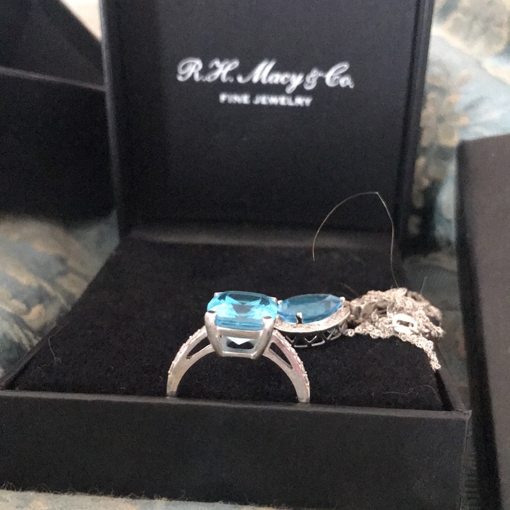 3 carat blue topaz & diamond ring
